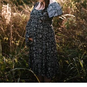 Olivaceous Monochrome Floral Pattern Dress